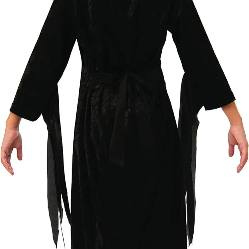 Officially Licensed Addams Family Girl's Morticia Costume + Wig - size